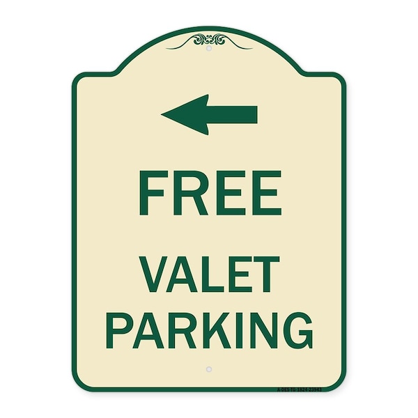 Signmission Free Valet Parking with Left Arrow Heavy-Gauge Aluminum Architectural Sign, 24" x 18", TG-1824-23943 A-DES-TG-1824-23943 - main